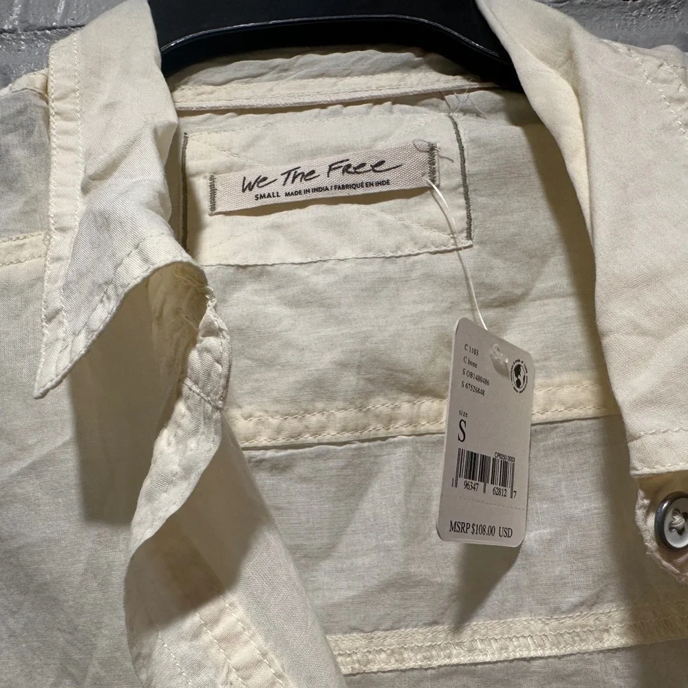 New Free People Sheer Luck Shirt In Bone Size Small